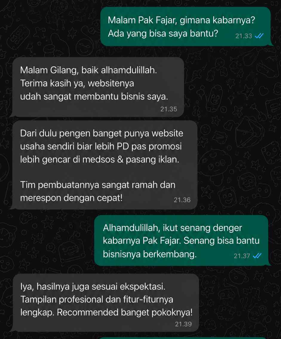 Testimoni Chat Pak Fajar