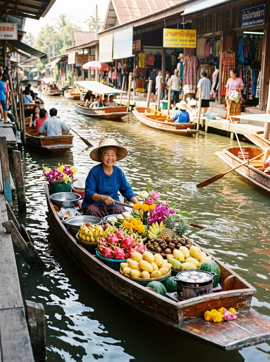 Traditional Floating Market in Thailand