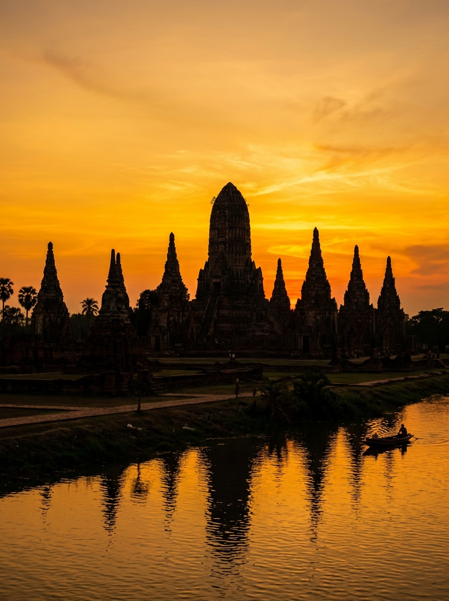 Temple Silhouette at Golden Hour